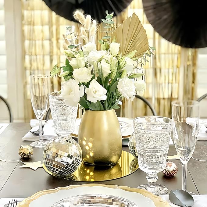 16Pack Pack Round Mirror Centerpieces for Tables, No Glass Acrylic Gold Circle Mirror Tray Candle Plates Mirror Tiles for Wedding Birthday Graduation Party Table Centerpieces Decorations (12inch/30cm)