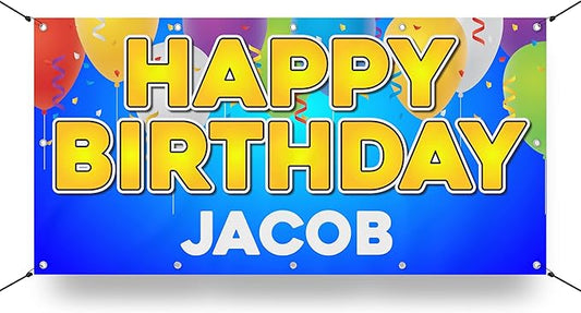 Custom Birthday Vinyl Banner Sign Personalized, Party Backdrop, Birthday Gift, Birthday Party - Milweb1 (3'x6', BB-3)