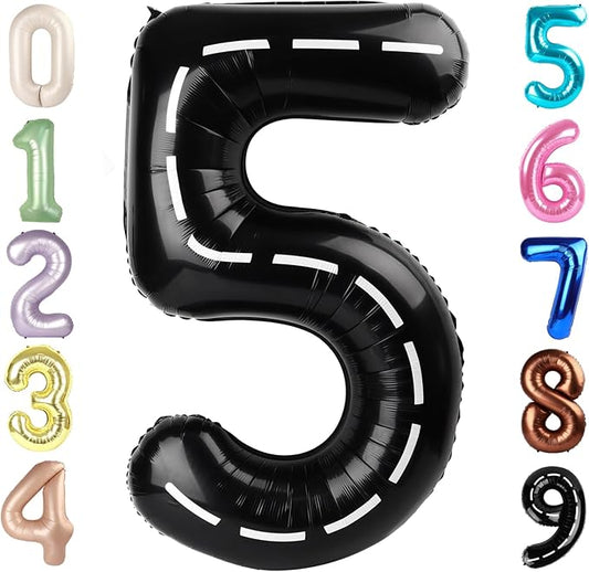 Balloon Numbers 40 Inch 5 Ballon for 5th Birthday Decorations, 15 25 35 50 Big Line Black Number Balloons for Wedding Photo Shoot Party Decor