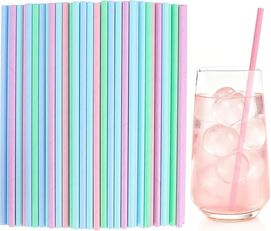 [100 Pcs] Colorful Disposable Paper Drinking Straws - 8.26" Long 0.24" Diameter Cute Pastel Straws for Juice,Milk,Coffee,Cocktail, Ideal for Baby Shower,Bridal Shower,Bachelorette Party,Birthday Party