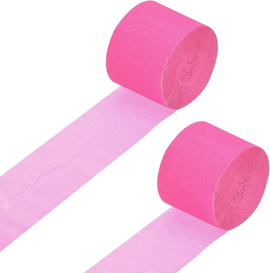 Crepe Paper Roll, Rose Red Crepe Paper Streamers Sheets, [for Party Streamer Decorations, Birthday Party] - 1.8 Inch x 82 ft / 2 Roll
