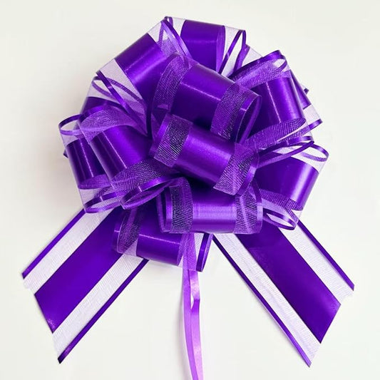 6 Pieces Large Pull Bows, Party Birthday Gift Wedding Ribbon Bows for Wrapping Boxes or Baskets Decorations Ribbon Bow, Valentine's Day Gift Decorations Bow (Royal Purple)