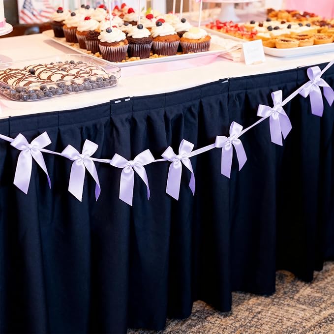 2pcs Lilac Bow Garland Banner - 8.3 Feet Coquette Ribbon Bow Decorations for Baby Shower, Birthday Party, Bridal Shower Decor (Purple)