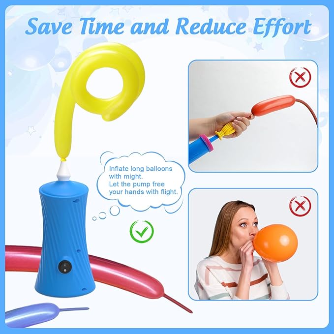 Balloon Pump Electric Air Pump for Long Balloon Inflator Blower Machine for Birthday Party Celebration Balloons Decorations for Twisty Animal Balloons