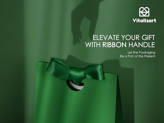Vitalizart Paper Gift Bags With Ribbon Handles Set of 10 Assorted Colors Bulk Reusable For Gift Wrap Girls Kids Birthday Bridal Shower Party Favors Goodie Bags Candy Christmas 7.87"x3.54"x7.09" Small