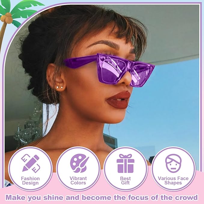 10 Pack Mixed Styles Trendy Retro Sunglasses for Women/Men Party Favors Sungasses Costume Accessories Eyewear Set
