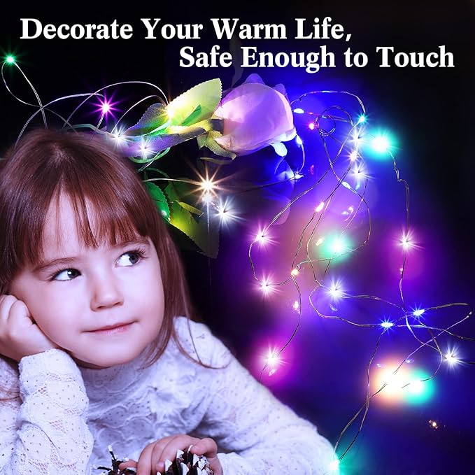 Tuanse 49 Pack LED Fairy Lights Colored Battery Operated String 3 Speed Modes 7 ft 20 LED Starry Wedding Decoration Waterproof Wire Twinkle Light for DIY Jar Bedroom Party Supplies (Rainbow Color)