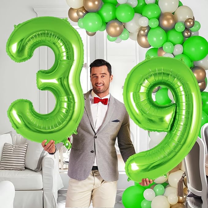 Green Number 9 Balloon 40 Inch, Big Large Foil Helium Number Balloons, Jumbo Giant Mylar Number 9 Balloons for 9 Year Old Birthday Party Decorations Supplies Anniversary Celebration