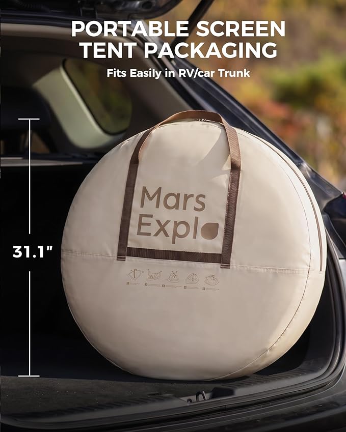 10X10FT Pop-Up Screen House Tent, Portable Instant Screen Room Canopy with Mesh Doors and Carry Bag for Patio Backyard Deck Camping Outdoor, Pop up Gazebo, Popup Canopy Tent, Beige