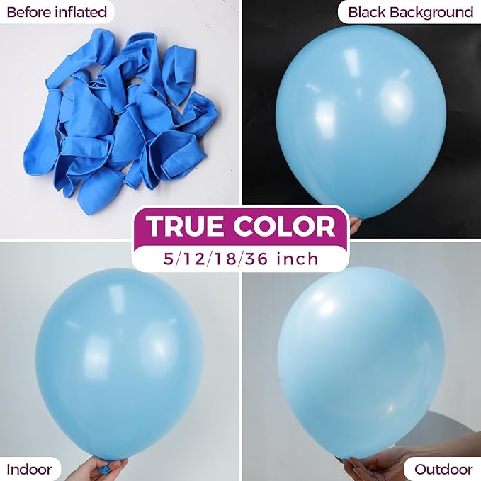Bezente Blue Balloons Latex Party Balloons - 100 Pack 12 inch Round Helium Light Blue Balloons for Bridal Shower Wedding Birthday Party Decorations