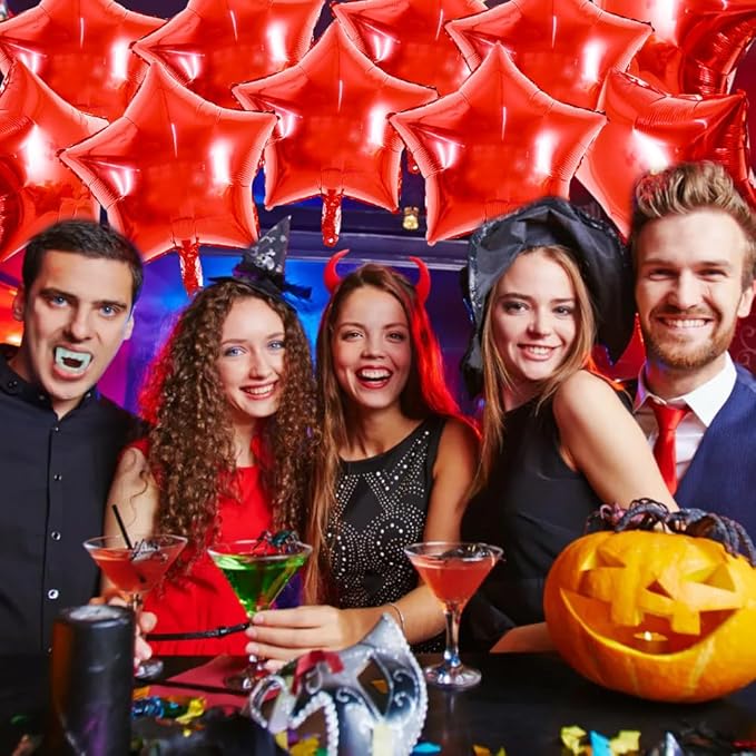 TONIFUL 30Pcs 18 Inch Large Red Star Shape Foil Balloons Big Red Stars Helium Mylar Ballons for Birthday Wedding Baby Shower Anniversary Engagement Party Decorations Supplies
