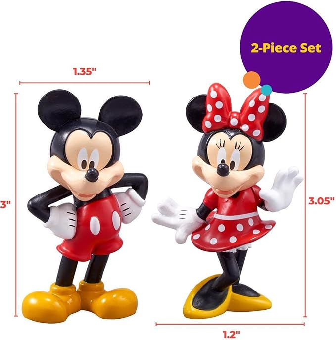 DecoSet® Disney Mickey Mouse and Minnie Mouse Cake Topper, 2-Piece Topper Set, Durable Food-Safe Plastic