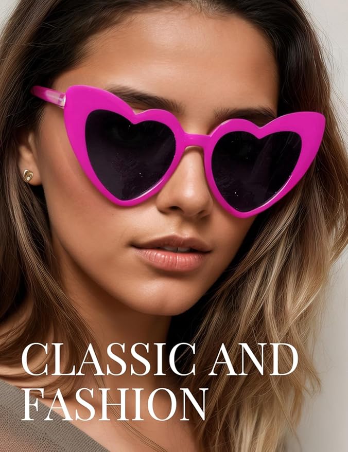 8 Pack Heart Sunglasses Vintage Cat Eye Heart Glasses Retro Bachelorette Bride Sunglasses Bulk for Women