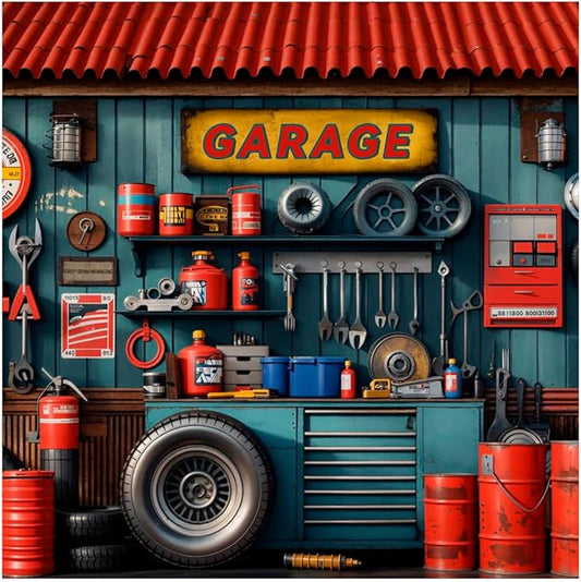 Kate 6.5x6.5ft Garage Car Repair Backdrops for Photography Mechanic Tool Room Booth Background Baby Kids Boys Birthday Party Decoration Photo Studio Backdrop