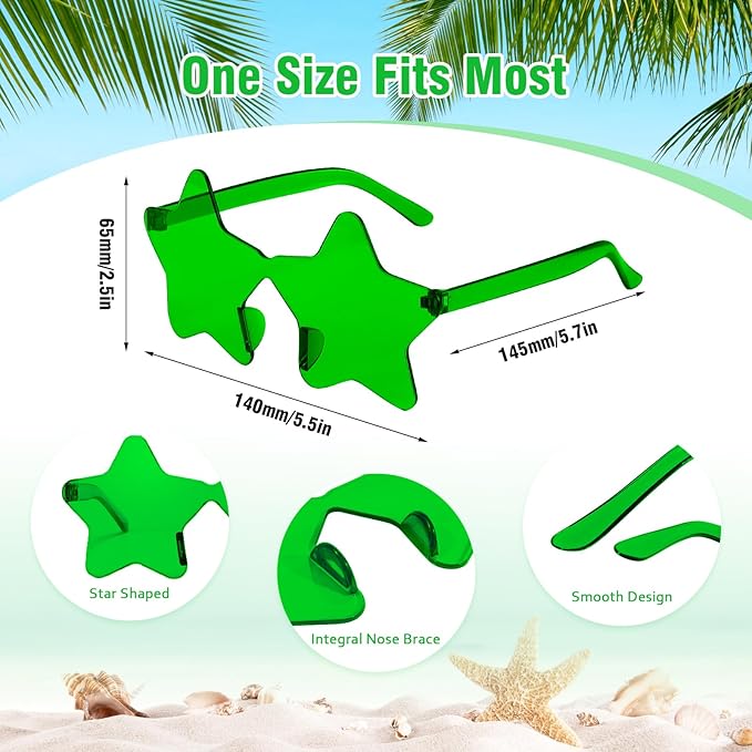 Pibupibu Wholesale 40 Pack Rimless Star Shaped Sunglasses Bulk Adults Unisex, Fun Colorful Pentagram Glasses Party Favors