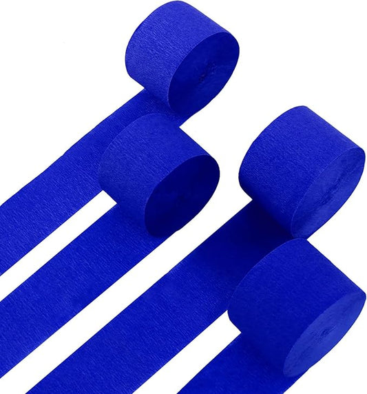 4 Rolls Crepe Paper Royal Blue Streamers – Perfect for Streamers Party Decorations, Wedding, Birthday, Graduation Party, Colored Decor, and DIY Craft Supplies(1.8 Inch x 82 Ft/Roll)
