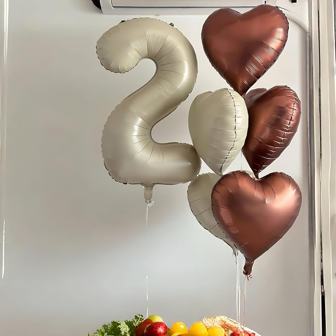 40 Inch Beige Large Numbers Balloons 3, Self Inflating Ivory White Digit 3 Helium Balloons for 3rd Girls, Cream Foil Mylar Number Balloons 0-9 for Women Birthday Party Anniversary Supplies Decorations