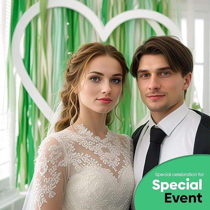 Captain Décor 6 Crepe Paper Streamers Rolls, 492ft Pack of 6 Green & White Streamers for Party Decorations, Birthday Streamers, Party Streamers for Wedding Decoration (1.8 inch x 82 ft/Roll)…