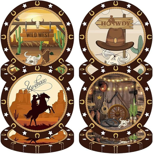 Crazy Night 48 Pcs Western Rodeo Paper Plates - 9",Cowboy Birthday Party Decorations, Howdy Cowgirl Supplies, Yeehaw Western Baby Shower Favors, Wild West Theme Tableware
