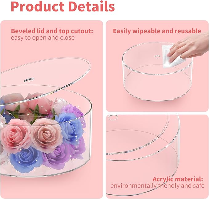 NPPLUS 3 Pcs Acrylic Cake Stand with lid, Clear Fillable Cake Tier, Round 3 Tier Cylinder Display Riser Display Box for Wedding Birthday Party Holiday Display
