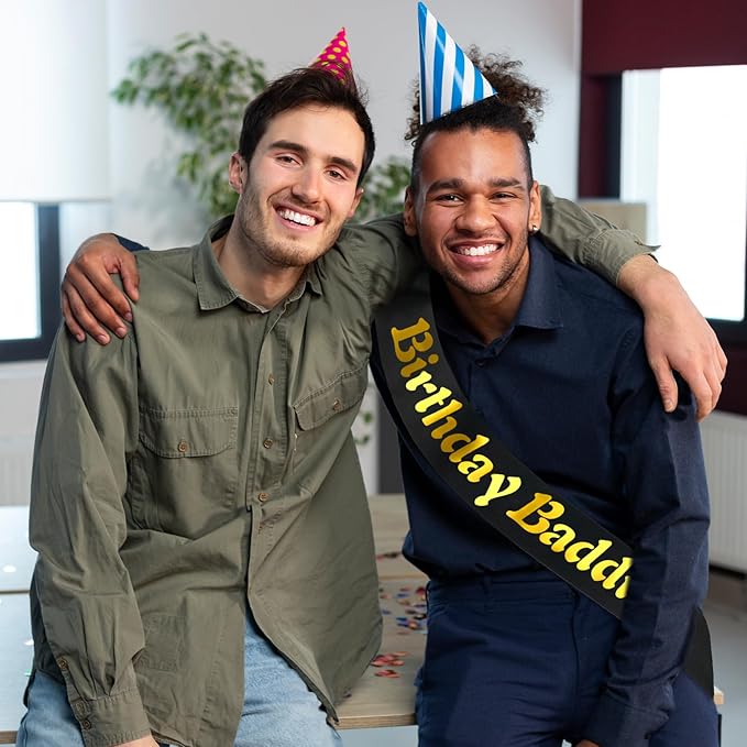 Birthday Baddie Sash with Gold Foil, Black Funny Birthday Sash for Women and Men Official Teenager Sweet 16, 18th 21st 30th 40th 50th or Any Other Bday Party Decorations, Gifts
