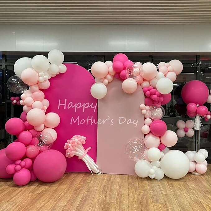 MEBAY Pink Balloon Garland Arch Kit, 155 Pcs Different Shades of Pink Balloons for Girls Women Princess Birthday Bridal Baby Shower Wedding Party Decorations