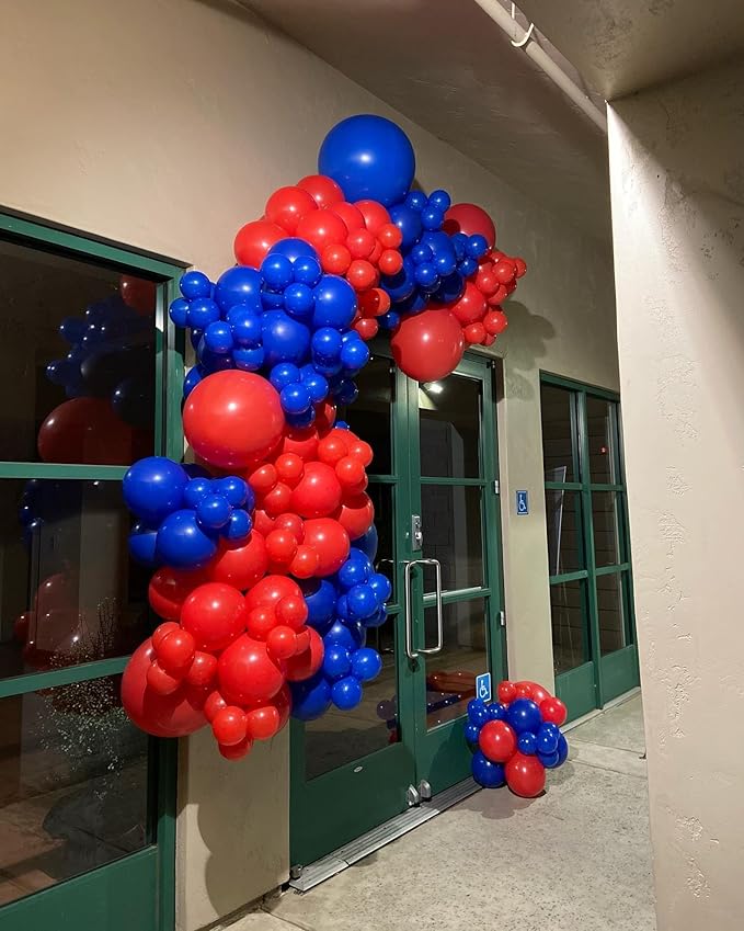Red and Blue Balloons Garland Arch Kit 154Pcs - 5 10 12 18 inch Different Size Royal Blue and Red Balloon for Birthday Baby Shower Wedding Independence Day Graduation Themed Party Decorations