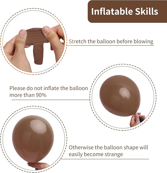 RUBFAC Brown Balloons, 129pcs Different Sizes 18 12 10 5 Inches for Garland Arch Kit, Premium Boho Coffee Brown Latex Balloon for Birthday Party Graduation Wedding Anniversary Baby Shower Decoration