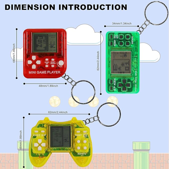 24Pcs Video Game Party Favors, Mini Game Keychain Arcade Party Favors for Kids,Birthday Supplies Gaming Classroom Prizes for Boys and Girls
