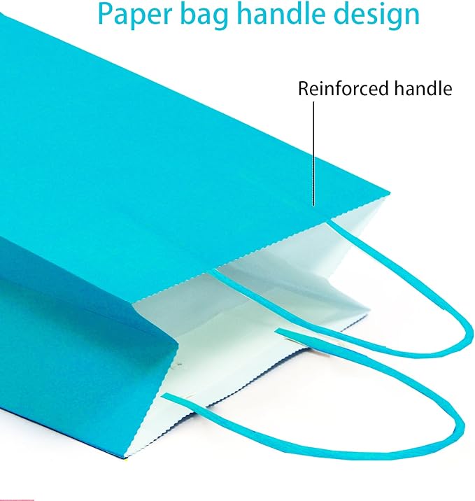 ADIDO EVA 25 PCS Lake Blue Gift Bags Small Paper Bags with Handles for Party Favor (8.2 x 6 x 3.1 in, Light Blue)