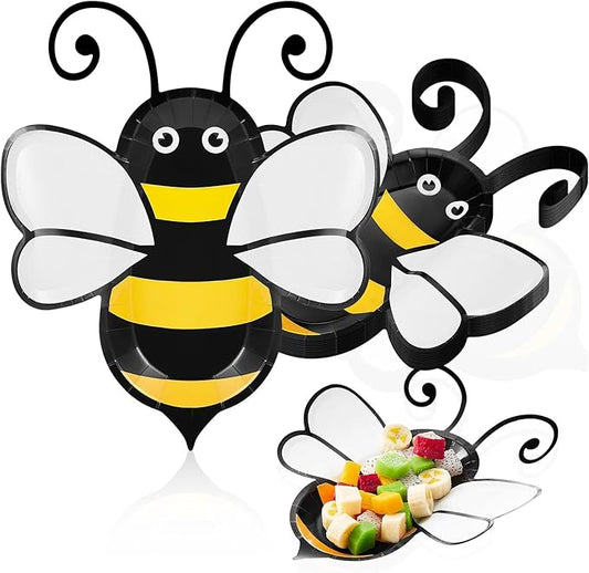 meekoo 24 Pcs Bee Party Paper Plates Bee Theme Party Decorations for Dinner Dessert Picnic Birthday Wedding