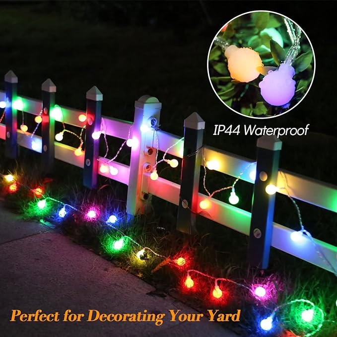 ALOVECO LED String Lights 18ft 50 LEDs Battery Operated String Lights with Remote 8 Modes Waterproof Globe Starry Fairy Lights for Outdoor Indoor Bedroom Garden Party Christmas Tree (Multicolor)