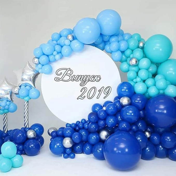 Voircoloria 130pcs Royal Blue Balloons Different Sizes 18" 12" 10" 5" Party Latex Balloons for Birthday Graduation Baby Shower Anniversary Nautical Party Decorations