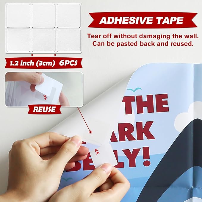 PARTYLOUD Shark Party Games, Pin The Fish on The Shark, Shark Party Games Party Birthday Party Fun Games Supplies Decorations Decor for Kids Families Adult Groups