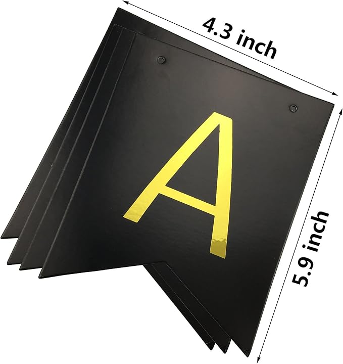 Fecedy Black Happy Birthday Bunting Banner with Shiny Gold Letters Pre-Strung No DIY for Birthday Party Decorations (Black)