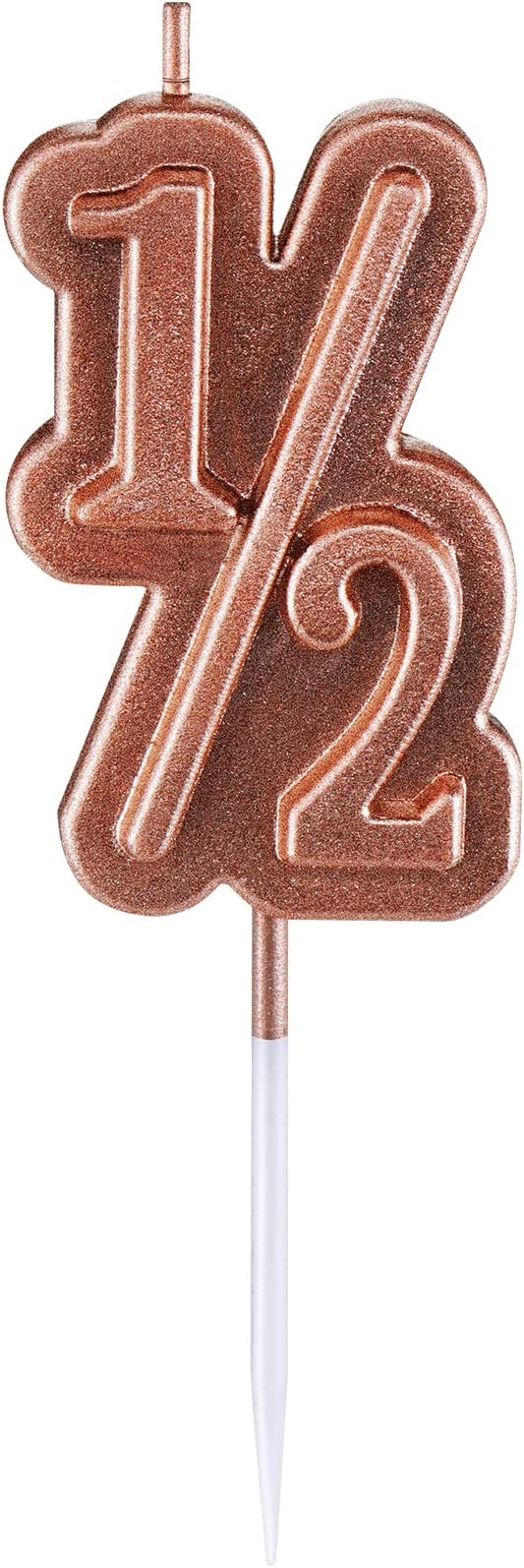 BBTO Half Birthday Candle 1/2 Year Old Cake Topper for Baby's Half Year Old Birthday Anniversary Celebration Party Decorations(Rose Gold)