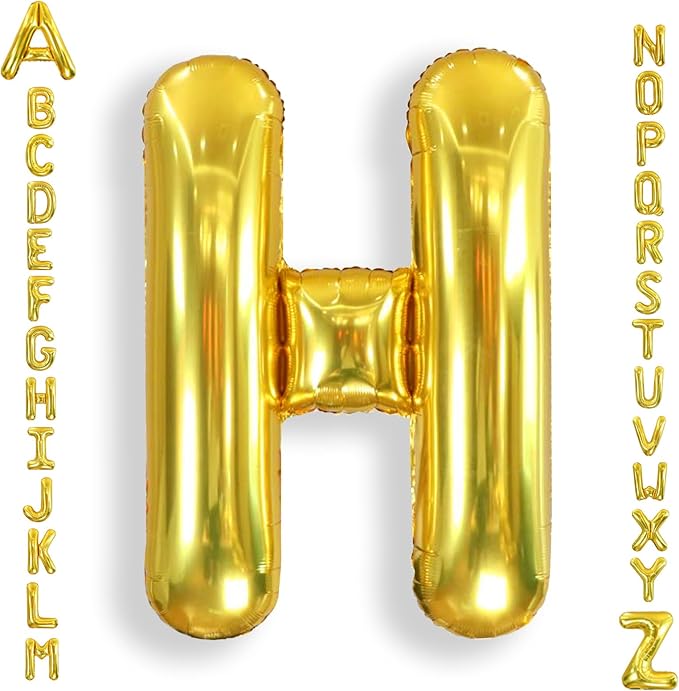AULE 40 Inch Big Letter Balloon Gold H Large Foil Helium Alphabet Balloons A-Z for Birthday Anniversary Graduation New Year Party Decoration Supplies