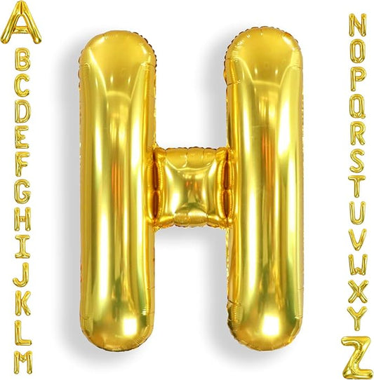 AULE 40 Inch Big Letter Balloon Gold H Large Foil Helium Alphabet Balloons A-Z for Birthday Anniversary Graduation New Year Party Decoration Supplies