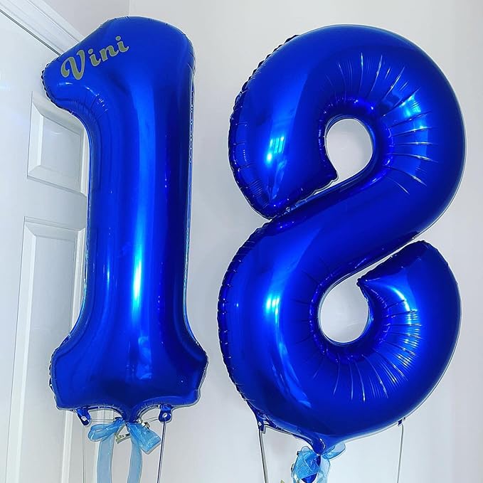 40 Inch Navy Blue 18 Number Balloons Giant 18 Balloons Navy Blue Birthday 18 Balloons 18th Birthday Anniversary Party Decorations Supplies