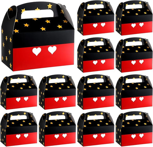 Marspark 12 Pack Black Mouse Cartoon Birthday Party Supplies, Paper Gift Boxes, Cartoon Candy Treat Boxes for Birthday Party Decorations(Black Mouse Pattern)