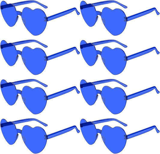 PLULON Heart Sunglasses for Women 5/12/25 Pcs, Heart Glasses Valentine Day Rimless Shaped Candy Color Fun Glasses Party Favor