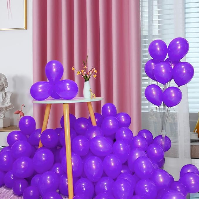 Purple Balloons 110Pcs, 5 Inch Small Purple Latex Party Balloons, Mini Thick Purple Balloons for Birthday Wedding Baby Shower Decorations.