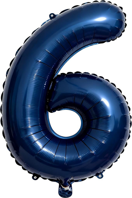 Navy Blue Number 6 Balloons 40 Inch Giant Number Dark Blue 6 Foil Mylar Balloons for 6th Birthday Anniversary Events Party Decorations