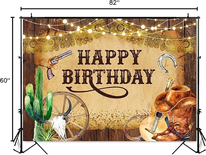 Mocsicka Western Backdrop Western Party Decorations Wild West Rodeo Cowboy Background Brown for Boys Birthday Party Supplies Banner for Photography (10x8ft(120x96 inch))