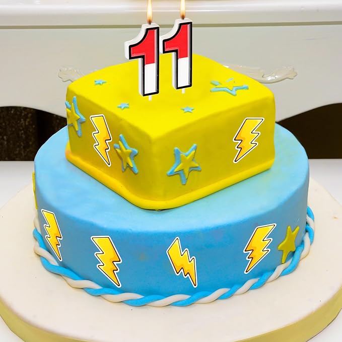 Conelist Cartoon Red and White Birthday Cake Candle Numeral Birthday Cake Topper for Animated Decoration Cartoon Party Supplies(Number 11)