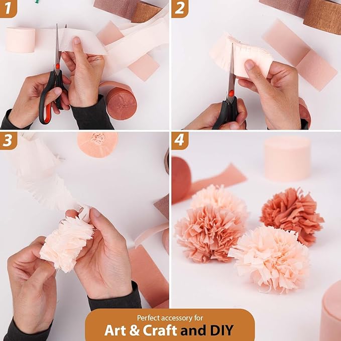 Captain Décor 8 Rose Gold Streamers, 656ft Pack of Crepe Paper for Rose Gold Party Decorations, Baby Shower Decorations, Bridal Shower and Party Supplies & Birthday Decoration