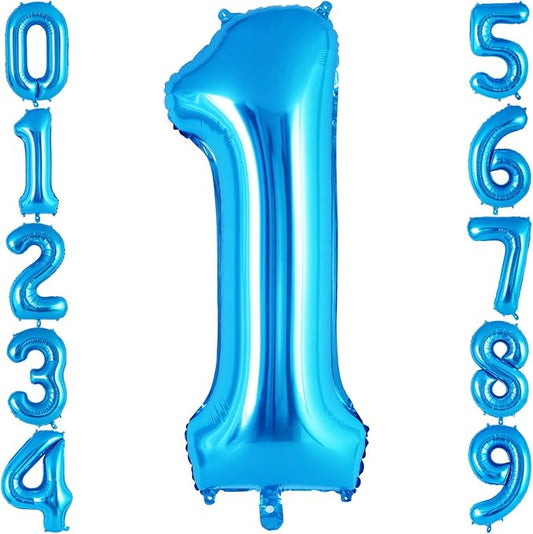 Blue Number 1 Balloon 40 Inch, Big Large Foil Helium Number Balloons, Jumbo Giant Mylar Number 1 Balloons for 1 first Birthday Party Decorations Supplies Anniversary Celebration