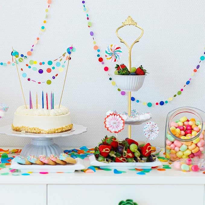 6 Sets 3 Tier Cake Stand Hardware Tiered Tray Plate Hardware Kit Heavy Metal Cake Fruit Food Plate Stand Fitting Stacking Kit for Serving Dessert Cupcake Dish Food(Simple,Gold)