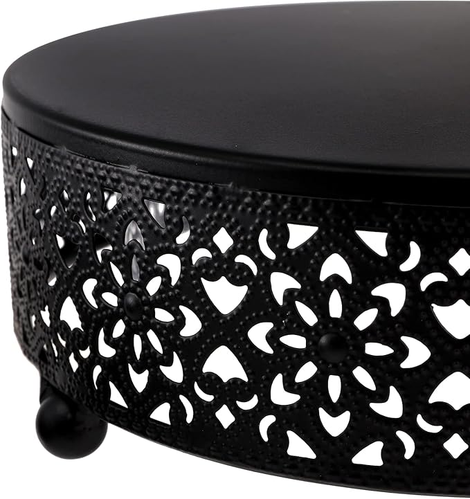 Hedume Set of 3 Black Cake Stand, Round Metal Cake Stands, Dessert Display Cupcake Stands, Wedding Brithday Party Celebration Dessert Display Plates-Black