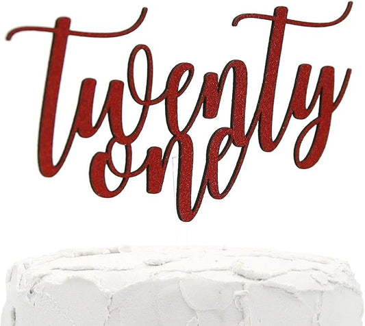 21st Birthday Cake Topper - twenty one - Double Sided Red glitter - Premium quality Made in USA